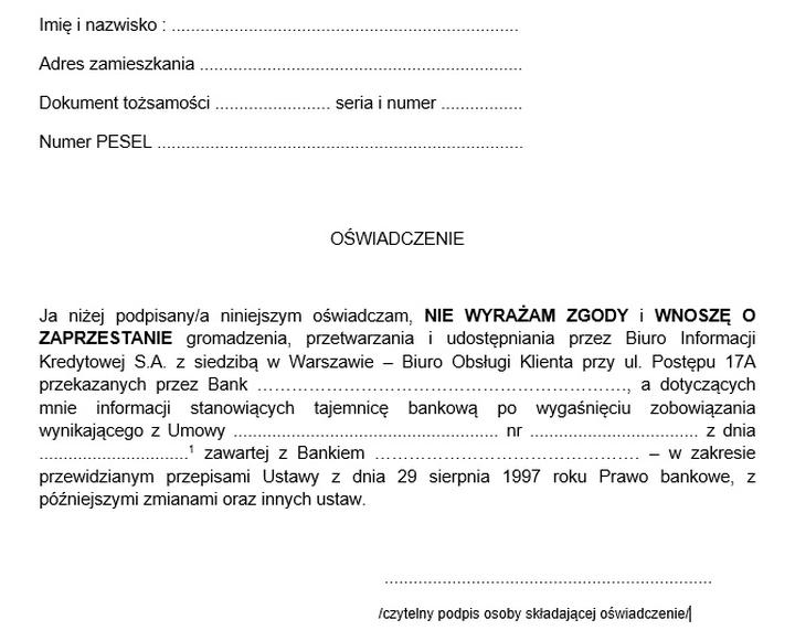 Wzory wniosków BIK