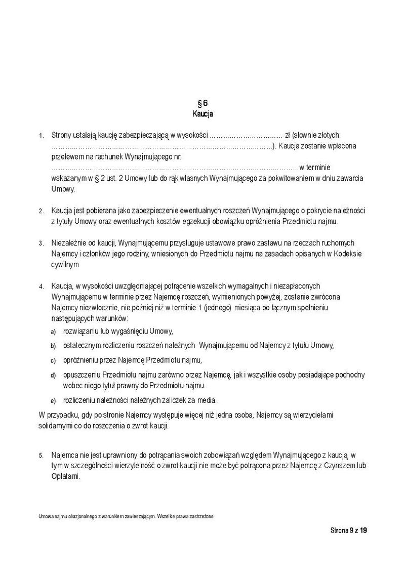 Wzory i wypełnianie umowy najmu okazjonalnego