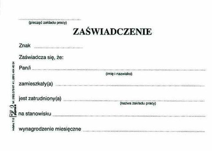 Zaświadczenie o zatrudnieniu