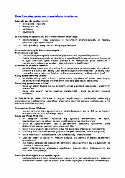 Zmiany w klasach społecznych