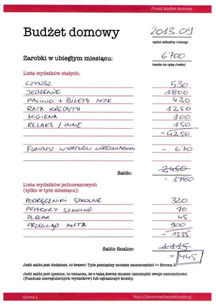Domowe finanse Excel